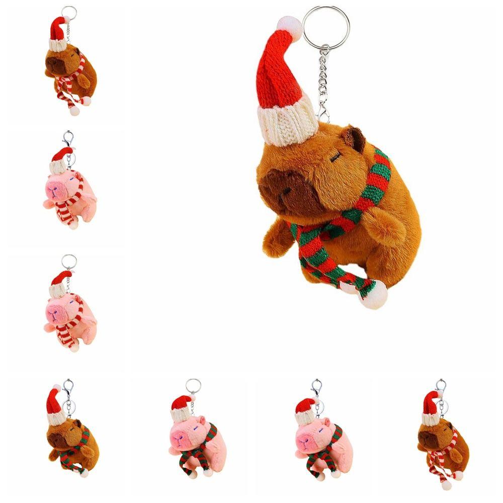 Cross Dressing Scarf Capybara Keychain PP Cotton Plush Animal Key Ring  Ornaments