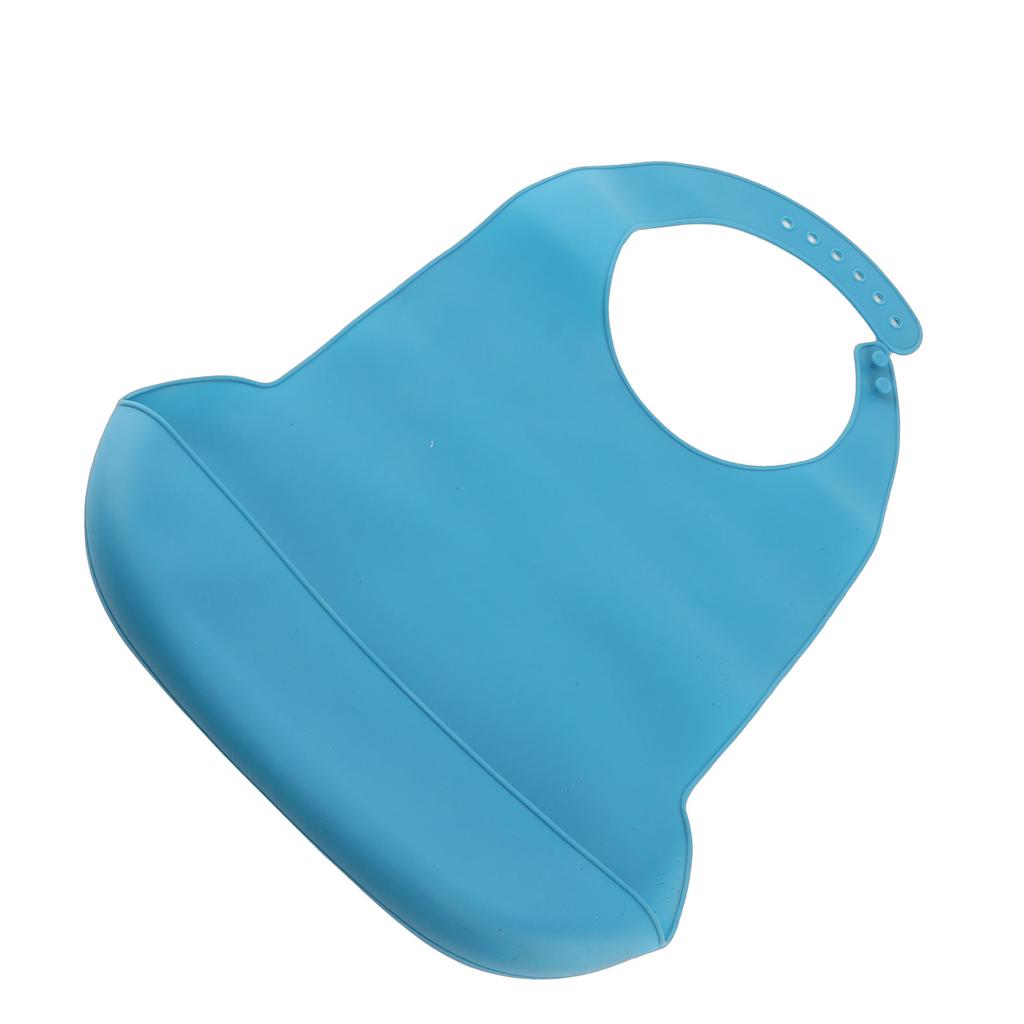 Adult Elderly Bib Waterproof Silicone Clothing Protector Eating Bib with Crumb CatcherBlue