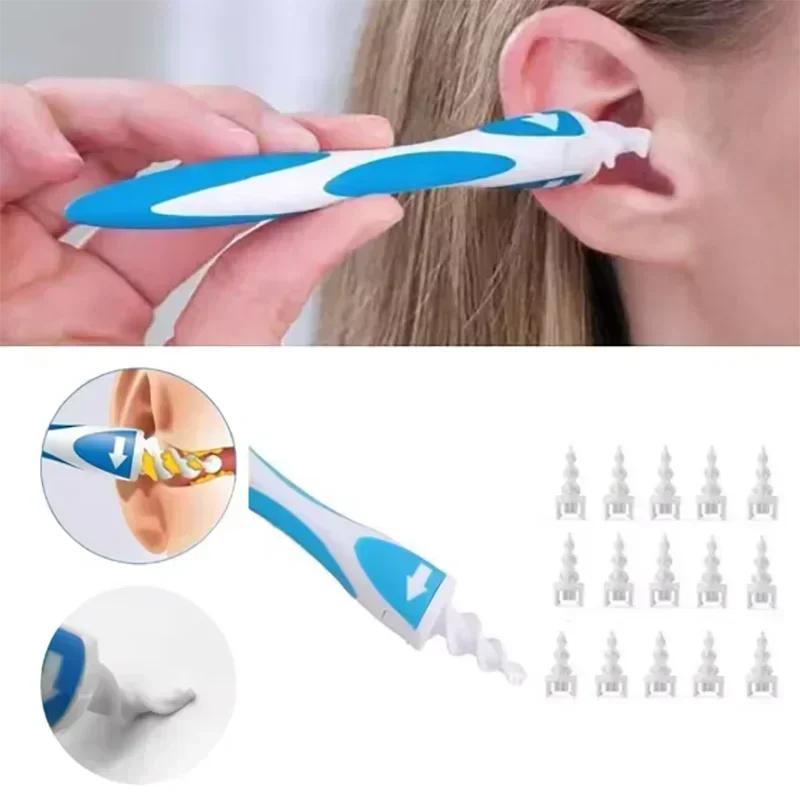 1set Ear Wax Remover Tool Ear Cleaner With Soft Silicone 16 Replacement Tips Simply To Grab Extract Earwax