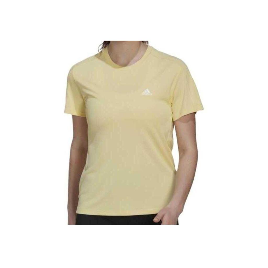 Adidas Run It Tee Round Neck Quick-Dry Comfortable Solid Color Short Sleeve Regular T-Shirt Women Tops Yellow HL1457