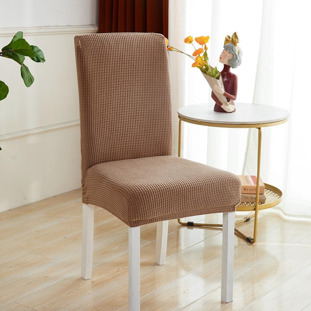 Plaid Fleece Thick Elastic Chair Covers for Hotel Restaurant Dining Stretchable Anti-Stain Seat Slipcovers