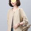 Women's Midlife & Senior Round Neck Loose Jacket - New 2025 Spring/Autumn Casual Baseball Cardigan