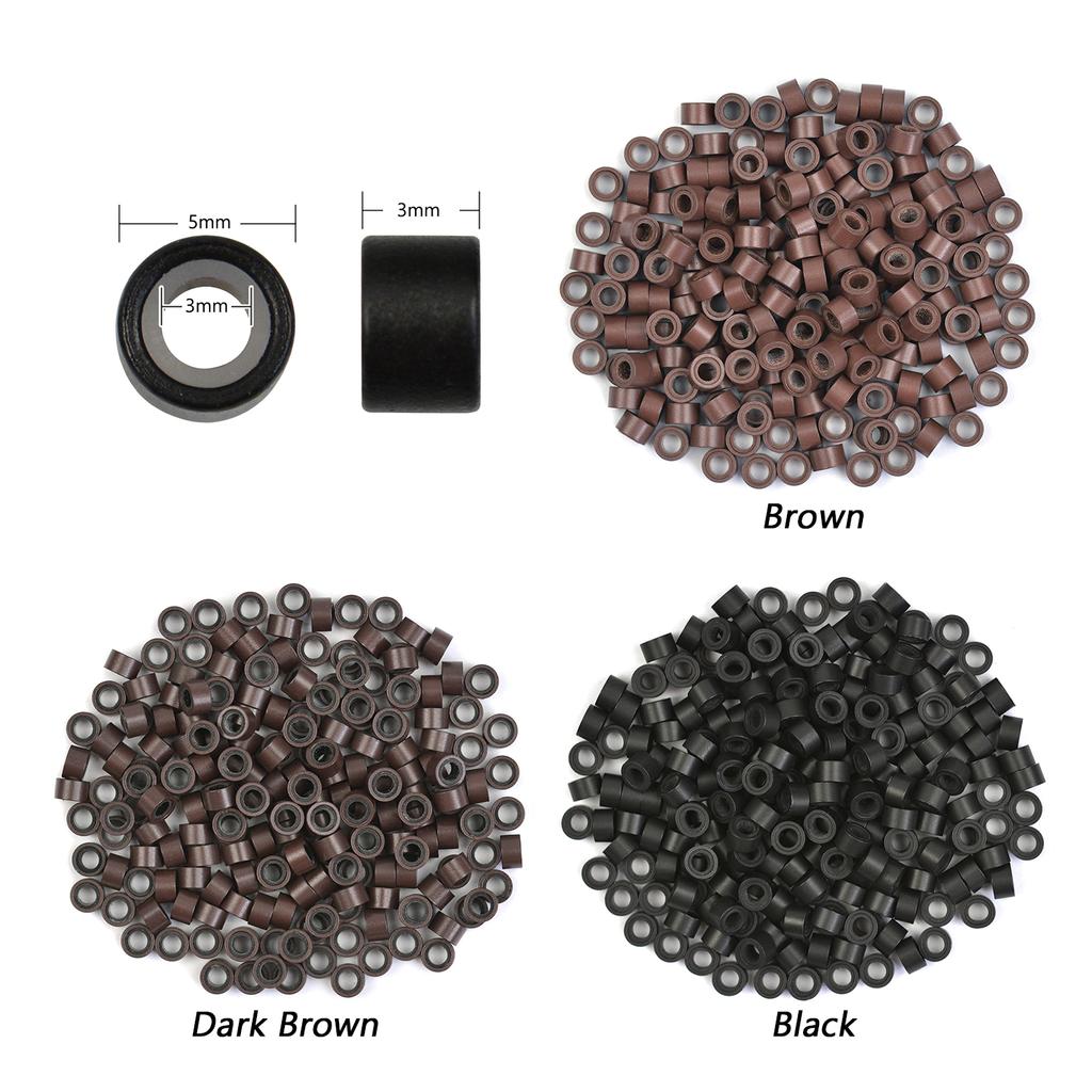 Hair Extension Tools Set Micro Silicone Rings Link 200pcs 5.0mm Micro Tube Beads Hair Extension Accessories