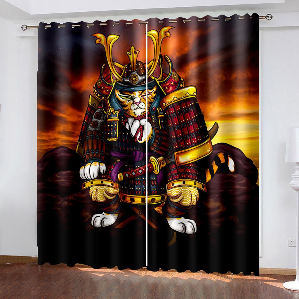 3D Animal Cat Series Shading Curtains 2 Pieces of Living Room Bedroom Home Decoration Hook Perforation