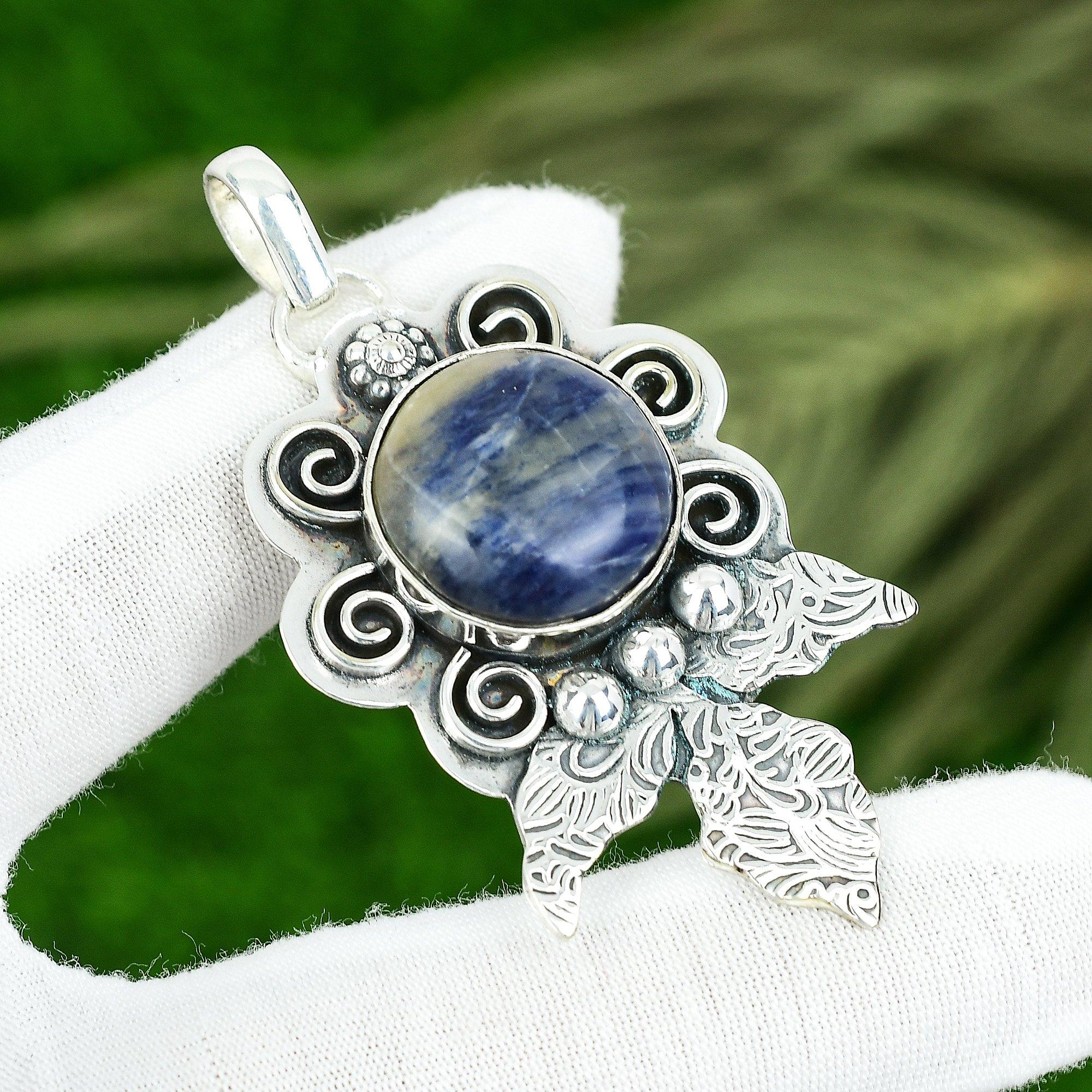 

Sisters Day Sale 925 Sterling Silver Sodalite Gemstone Mother Pendant Jewelry