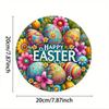 Metal Wall Art Decor, Easter Celebration 2D Round Tin Sign for Home
