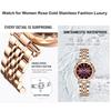 Deselon Rose Gold Women's Wristwatch Crystal Waterproof Stainless Steel Luxury Cute Gift Purple
