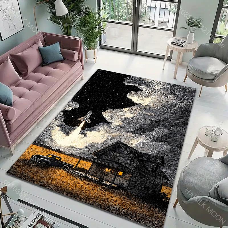 Multi-Size Interstellar Travel Pattern Carpet for Living Room Bedroom Sofa Home Decor Non-slip Floor Mat Large Size Luxury Gift