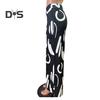 Damenhose Übergroße Weite Beinhose Elastische Hohe Taille Freizeithose Retro Print Loose Fit Lange Hose Streetwear
