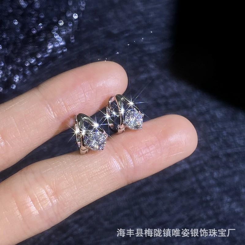 Moissanite Stud Earrings Women Sterling Geometric Irregular Drop INS Style 2025