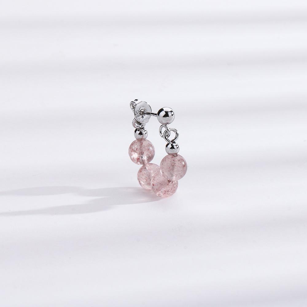 Stream Erdbeerkristall Ohrringe Neujahrsgeschenk Süße Rosa Perlenohrringe Persönlichkeit Süßer Wind