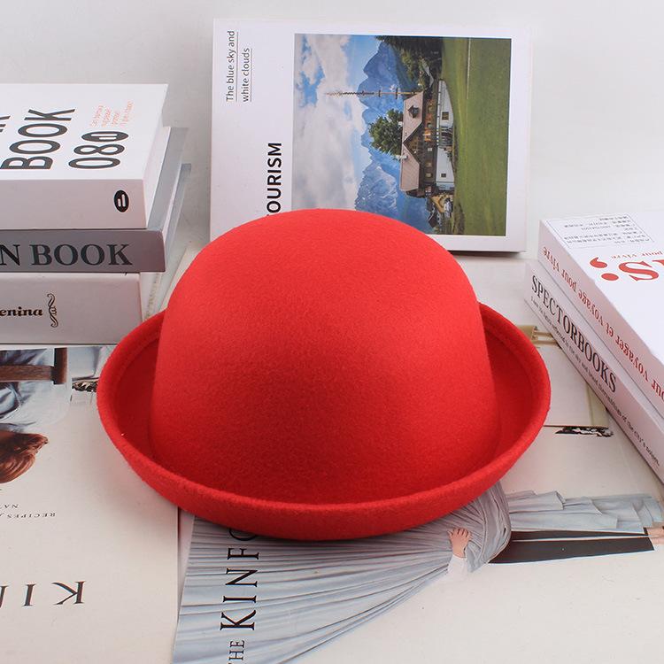 Meier Autumn and winter Korean version trend imitation wool styling small round hat, British retro top hat, round hat for men and women