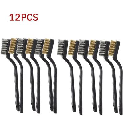 6 Piezas Cepillo de Dientes Industrial Mini Cepillo de Alambre de Acero Cobre Cepillo de Alambre de Acero Inoxidable Limpieza Dura de Suciedad Cepillo de Dientes