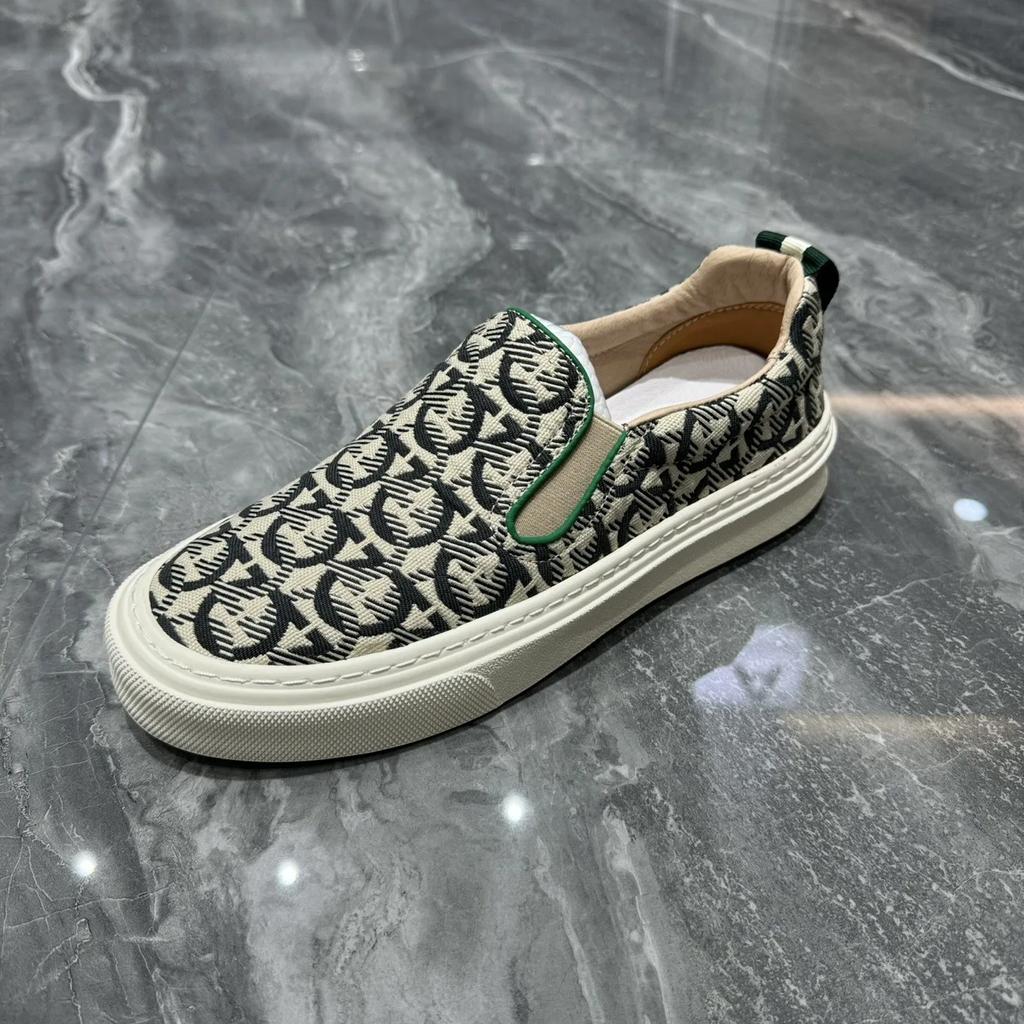 New Shoes for Men Casual Canvas Shoes Trend Print Flat Leisure Shoes Youth Cool Slip-on Loafers