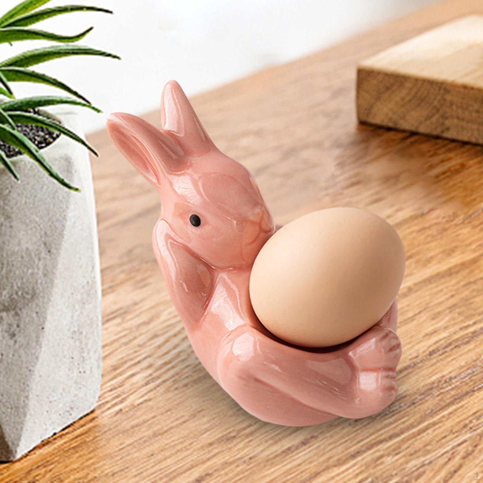 

Керамическая чашка для яиц, подставка для пасхального кролика, современный кухонный гаджет, фарфор для приготовления всмятку розовый