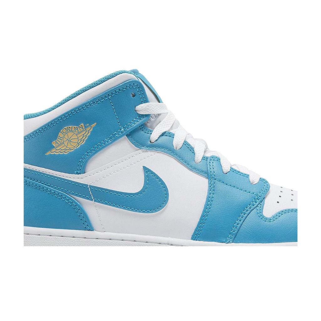 Air Jordan 1 Mid Grade School 'Aquatone' (Unisex) Scarpe da Basket per Bambini Aquatone / Bianco / Oro Celeste DQ8423 400