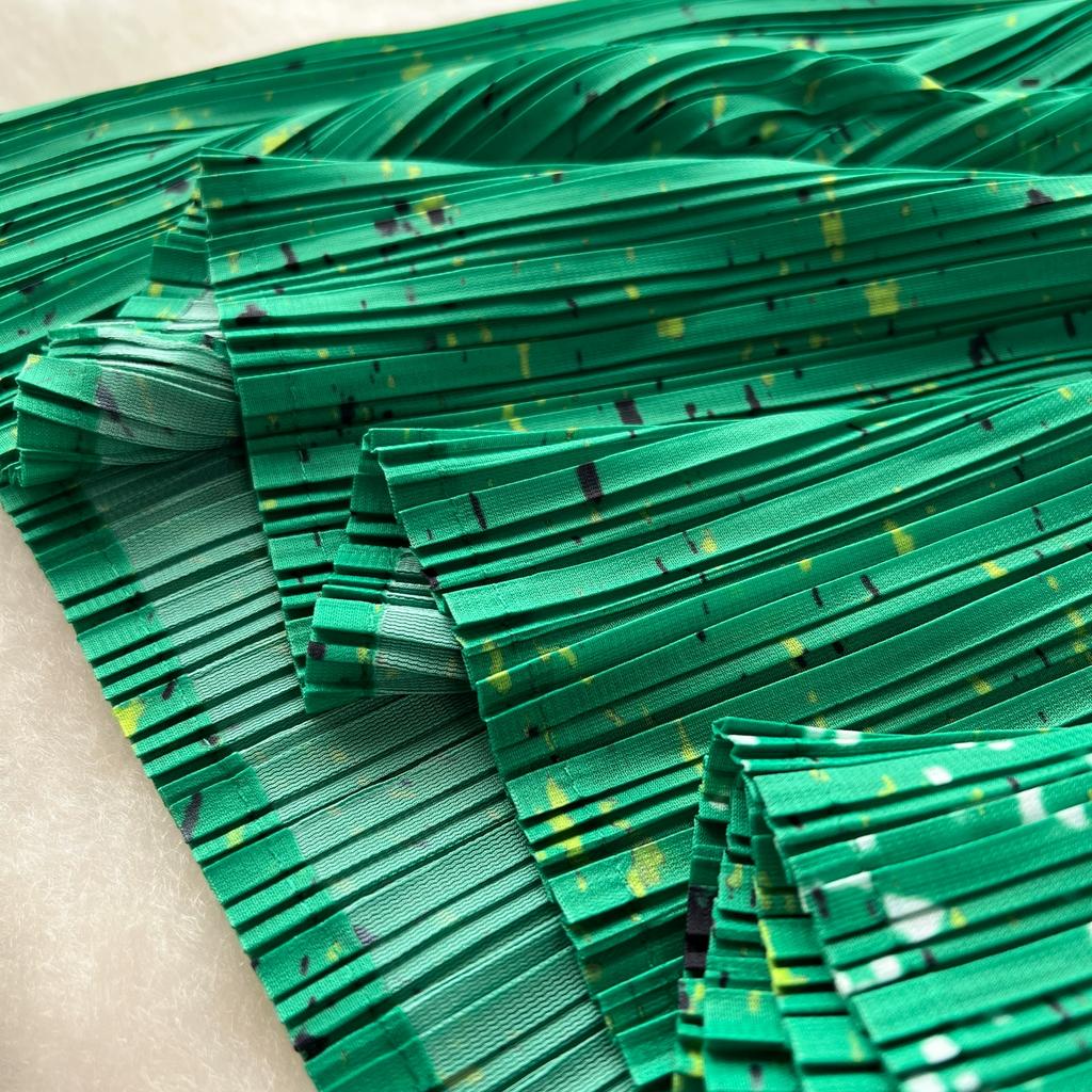 Summer Women Designer Print Gradient Color Runway Dresses Long Maxi Oversized Loose Pleated Party Robe