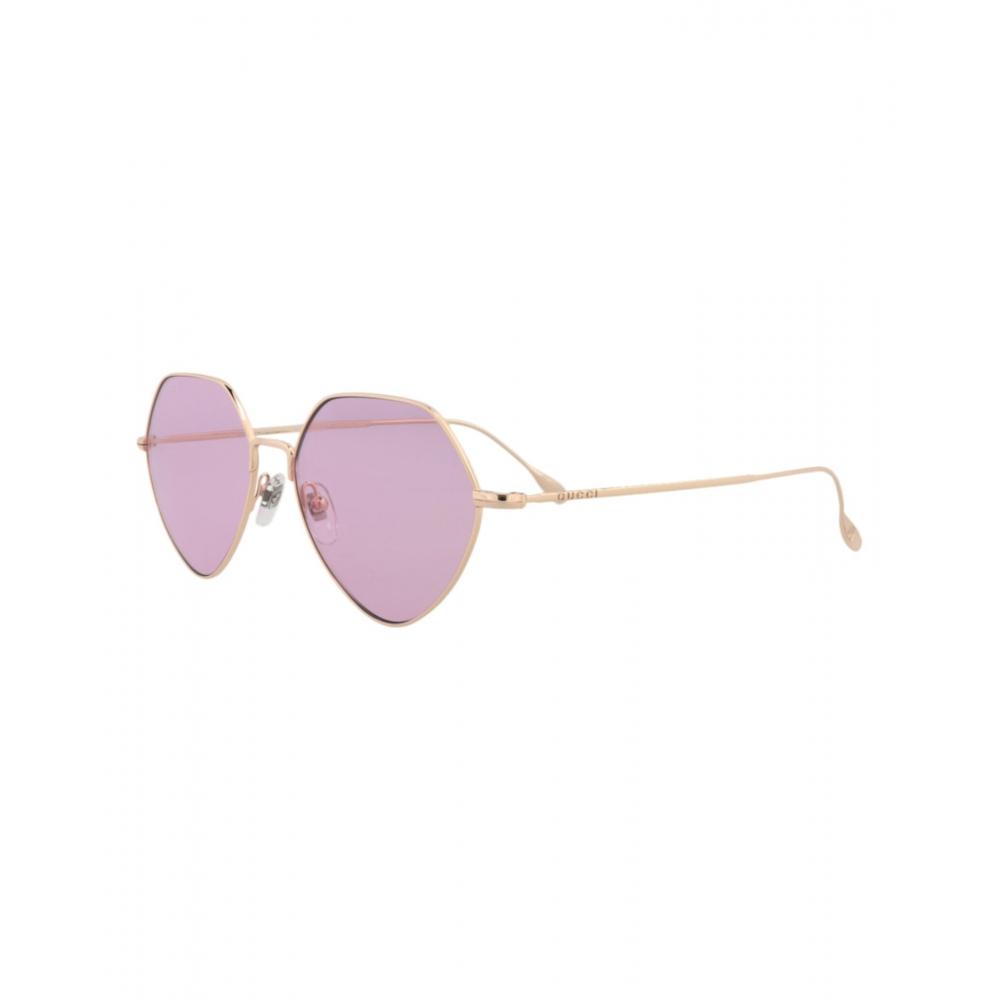 Gucci Square Frame Metal Sunglasses Gold Gold Pink