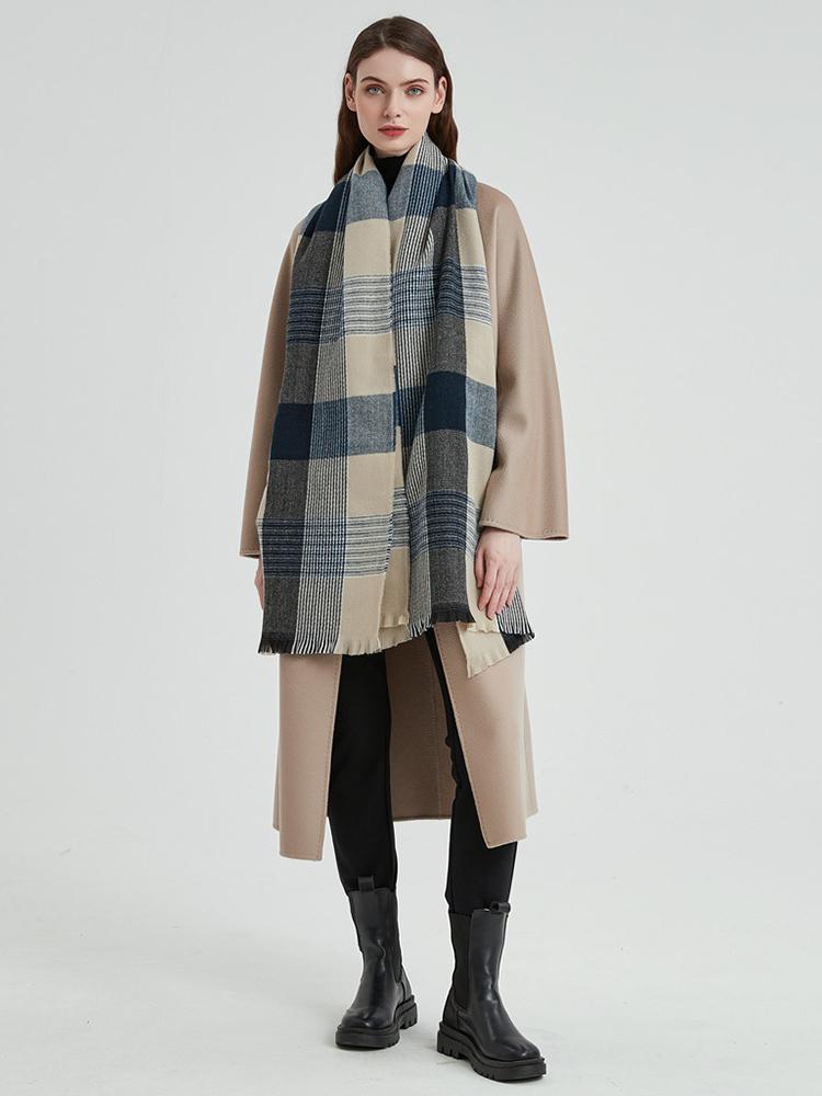 New Knitted Winter Vintage Plaid Scarf Women Men Imitation Cashmere Long Scarves Pashmina Female Neckerchief Bufanda Wrap Shawl