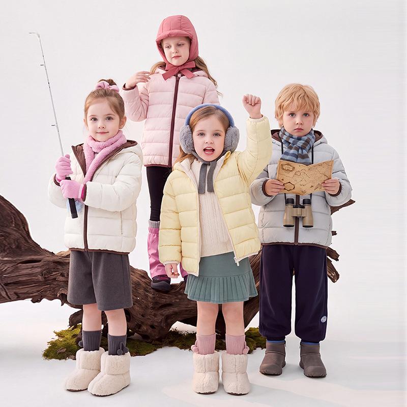 Winter Children Thickened Hooded Casual Jacket Cotton Coat Boys Girls Soft Kids Baby Puffer Jacket Student Outdoor School Coat