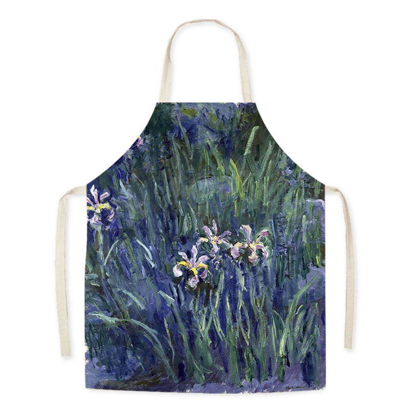 Monet Art Oil Painting Art Student Literary Apron Mori Studio Adult Sleeveless Kitchen Work Waist Bib