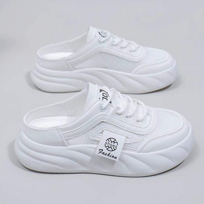 

Summer new trendy one-pedal sandals women wear platform sandals retro casual beach white shoes 40