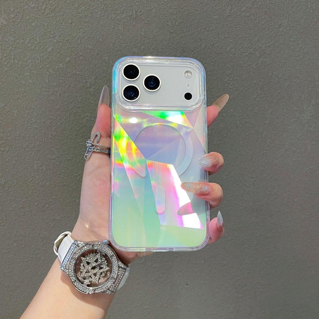 Iridescent Gradient iPhone 17 Pro Max Magnetic Case - Apple 16 PM Compatible, Transparent, Full Coverage, Protective