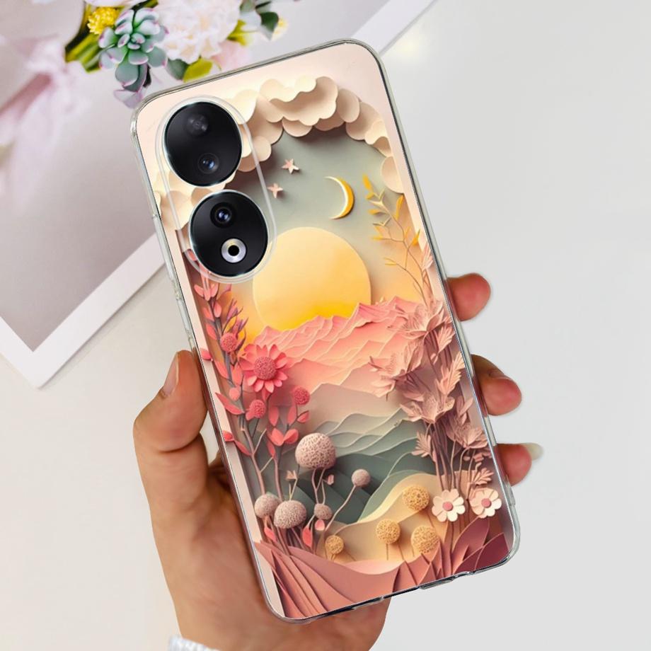 Para Honor 90 / Honor 90 Lite 90 Pro 90 Smart Case Funda de Silicona Suave Elegante de Lujo Hermosa Flor de Cerezo Fundas Tapa Transparente
