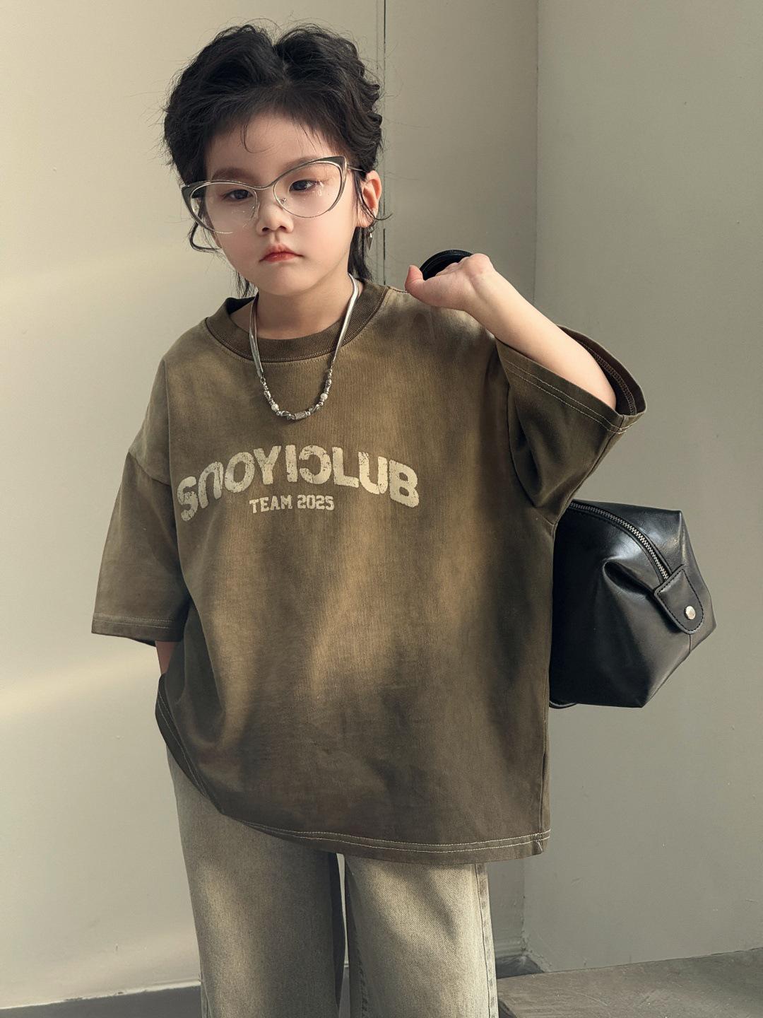 

Трендовая футболка тай-дай с потертостями для мальчиков 2025 - Крутая летняя мода 90cm