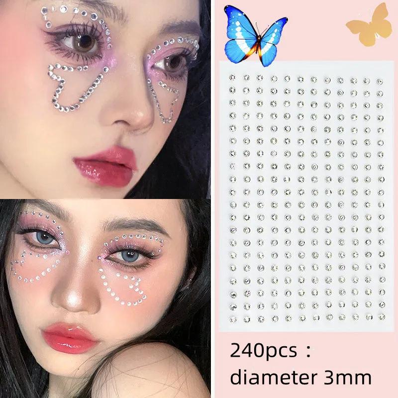 Diamond Crystal Tattoo Sticker Glitter Eyeliner Eyebrow Make Up Face Eyes Diamond Tattoos Rock Rhinestone 3D Eyeliner Stickers
