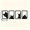 Four Piece Black Metal Cat Wall Art, Modern Animal Silhouette Sculpture Decor for Home Office Cafe