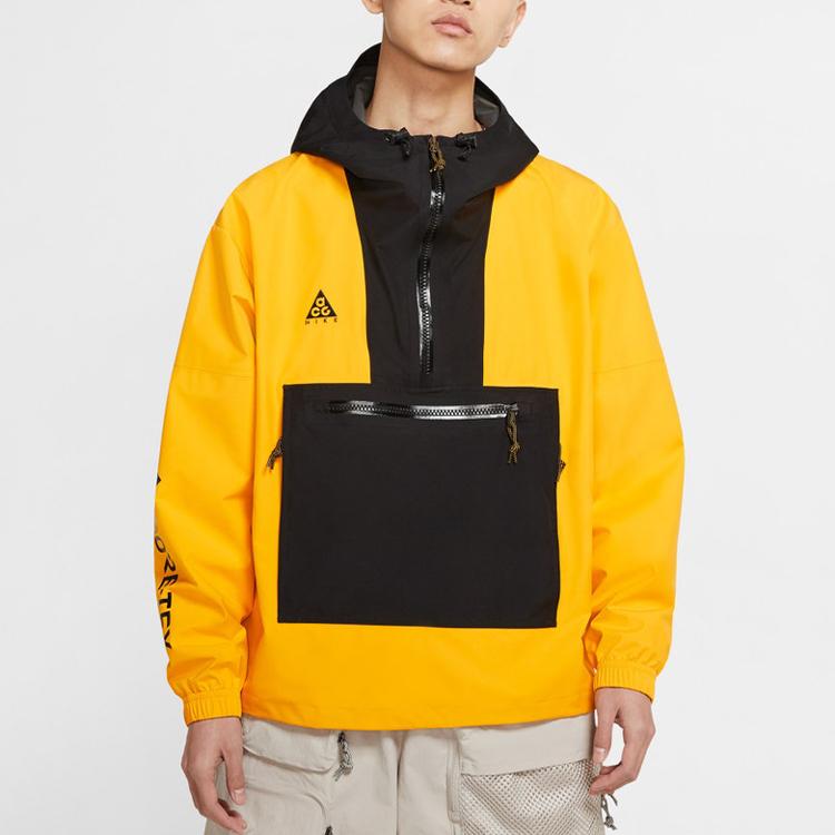 Nike Gore-Tex Paclite Logo Print Patchwork Hooded Jacket Men Jackets Yellow CK7234-739