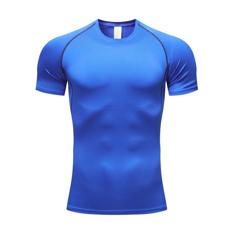 

Мужская быстросохнущая тренировочная футболка с коротким рукавом для бега и баскетбола (Весна/Лето/Осень) XL синий