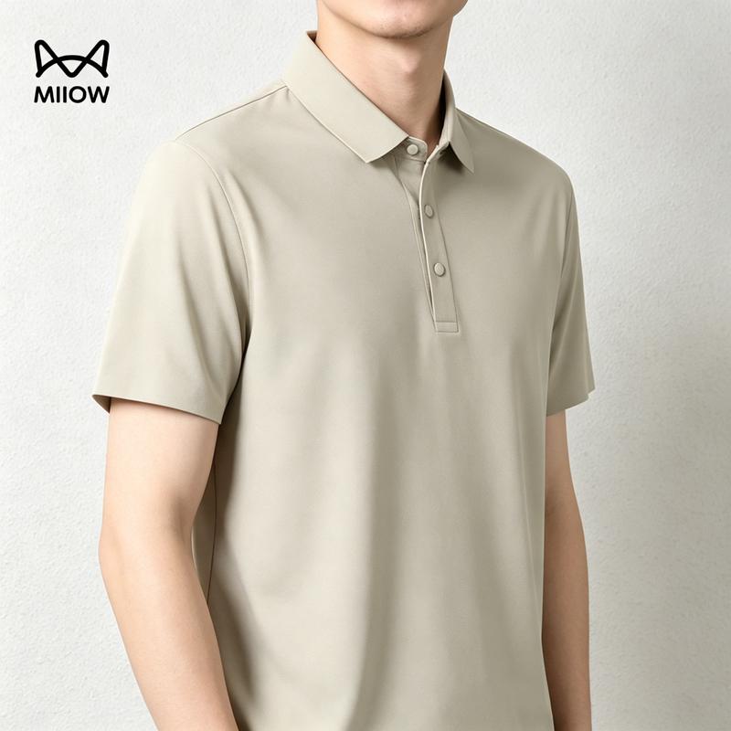 MIIOW Men's Ice Silk Quick-Dry Short Sleeve Polo Shirt
