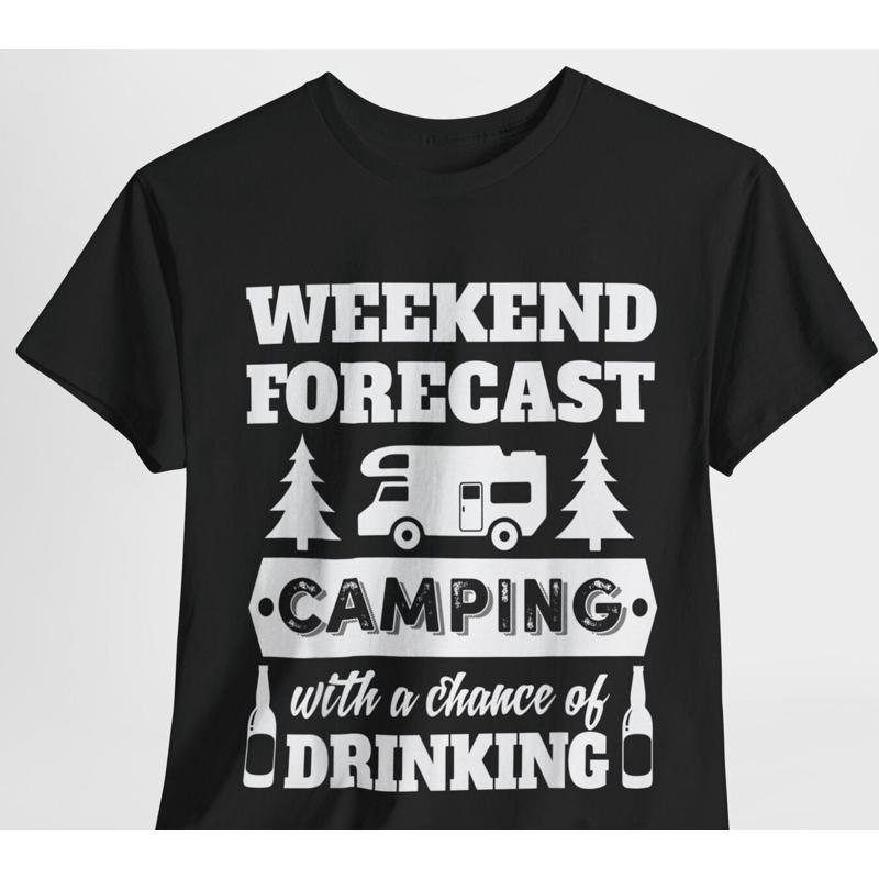 

Weekend Forecast Camping T Shirt Unisex Heavy Cotton Tee 5XL різнокольоровий