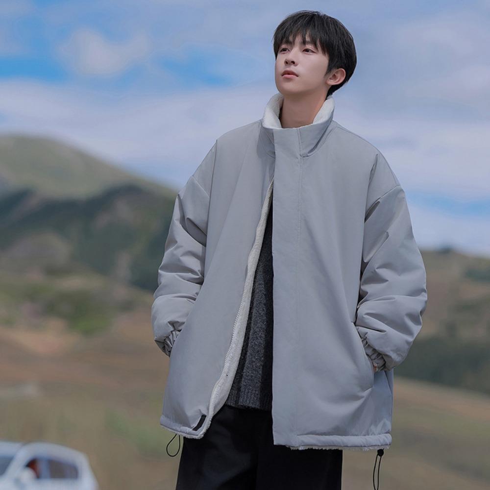 Winter new fashion versatile velvet windproof waterproof cotton-padded clothes men's casual jacket