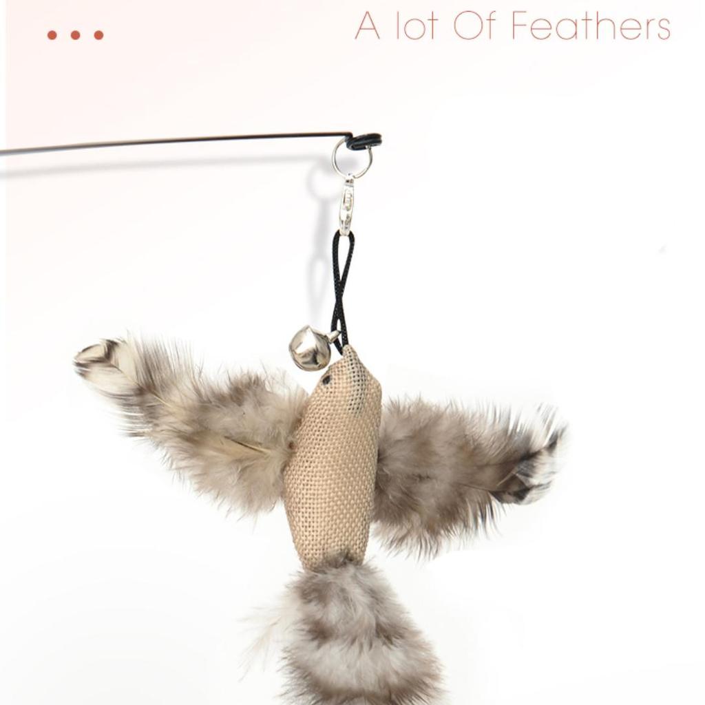 Simulation Bird Interactive Cat Toy Funny Feather Bird with Bell Cat Stick Toy for Kitten Playing Toy Cat Supplies Cat