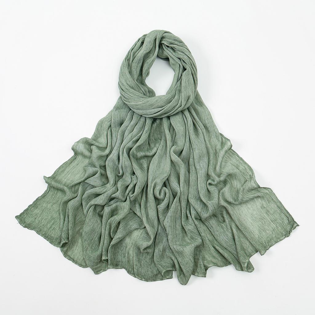 New Muslim Woman Solid Hijabs Scarf Ramadan Soft Rayon Cotton Wrinkle Shawl Islam Turban Ramadan Headband Foulard 180*80Cm
