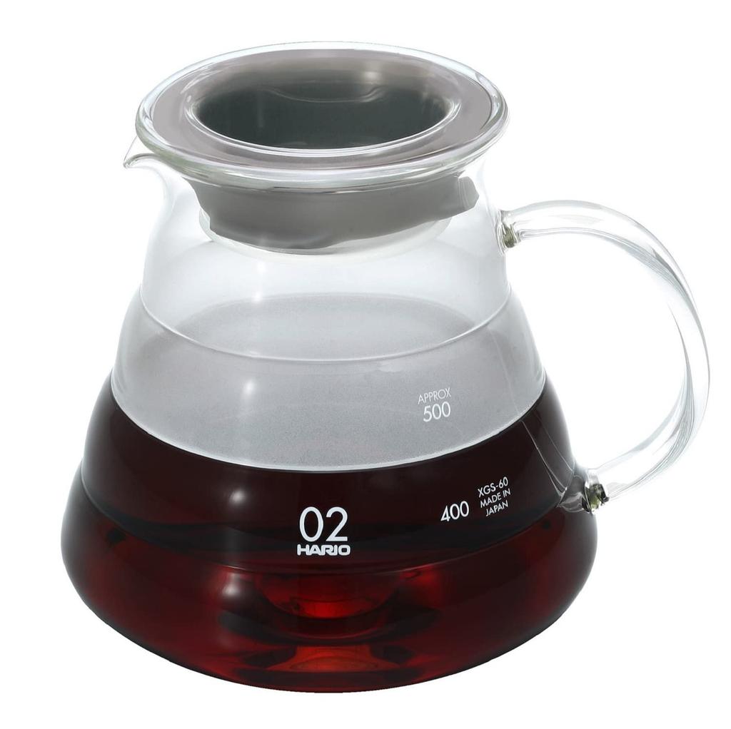 Hario V60 Glass Server 600 Clear, 600ml, 2-5 Cups, Microwaveable, XGSR-60-TB