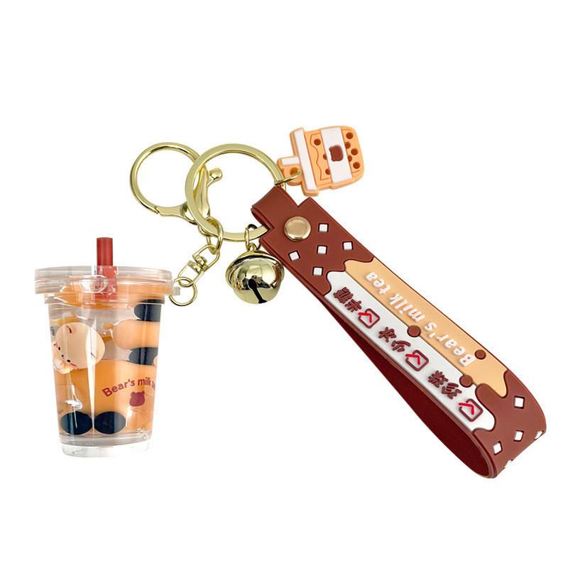 Bear Milk Floating Tea Keychain Stylish Acrylic Accessory Ideal For Gifts Promotional