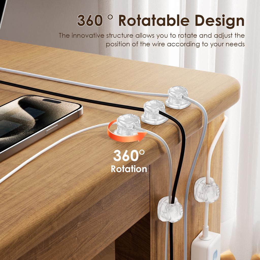 Rotatable Cord Organizer Cord Holder Charger Cable Management Adhesive Wire Organizer Keeper Nightstand Home Office Accessories