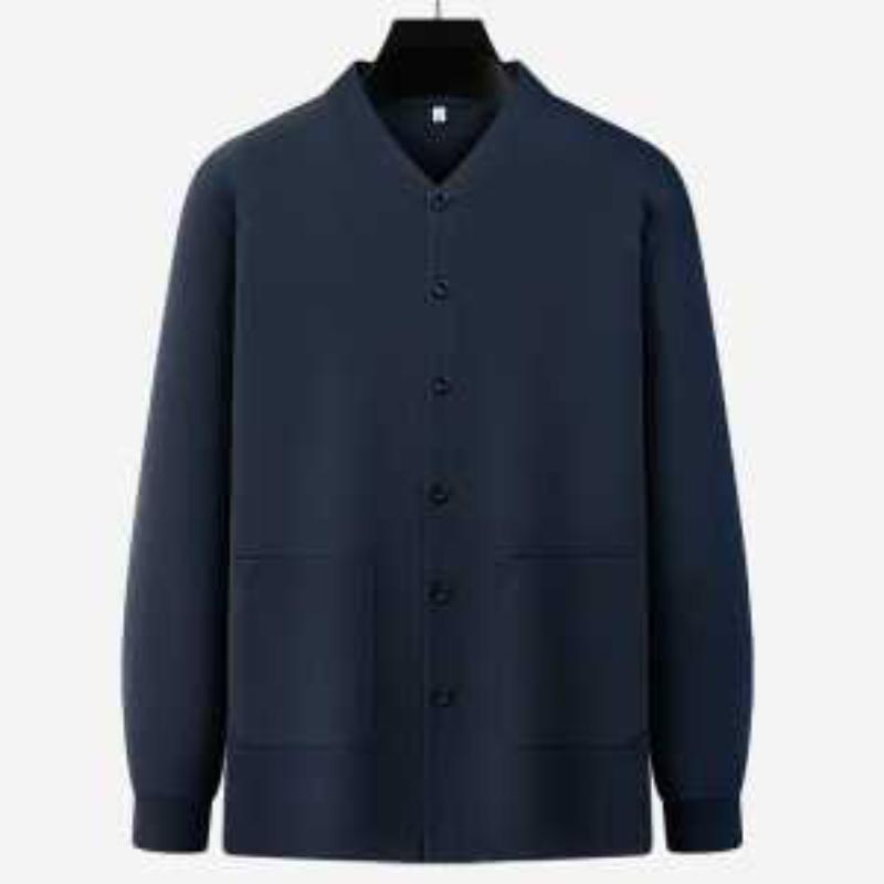 Neue Herren-Langarmhose aus reiner Baumwolle Basisoberteil Herbst Mittelalterlicher Papa-Kragen