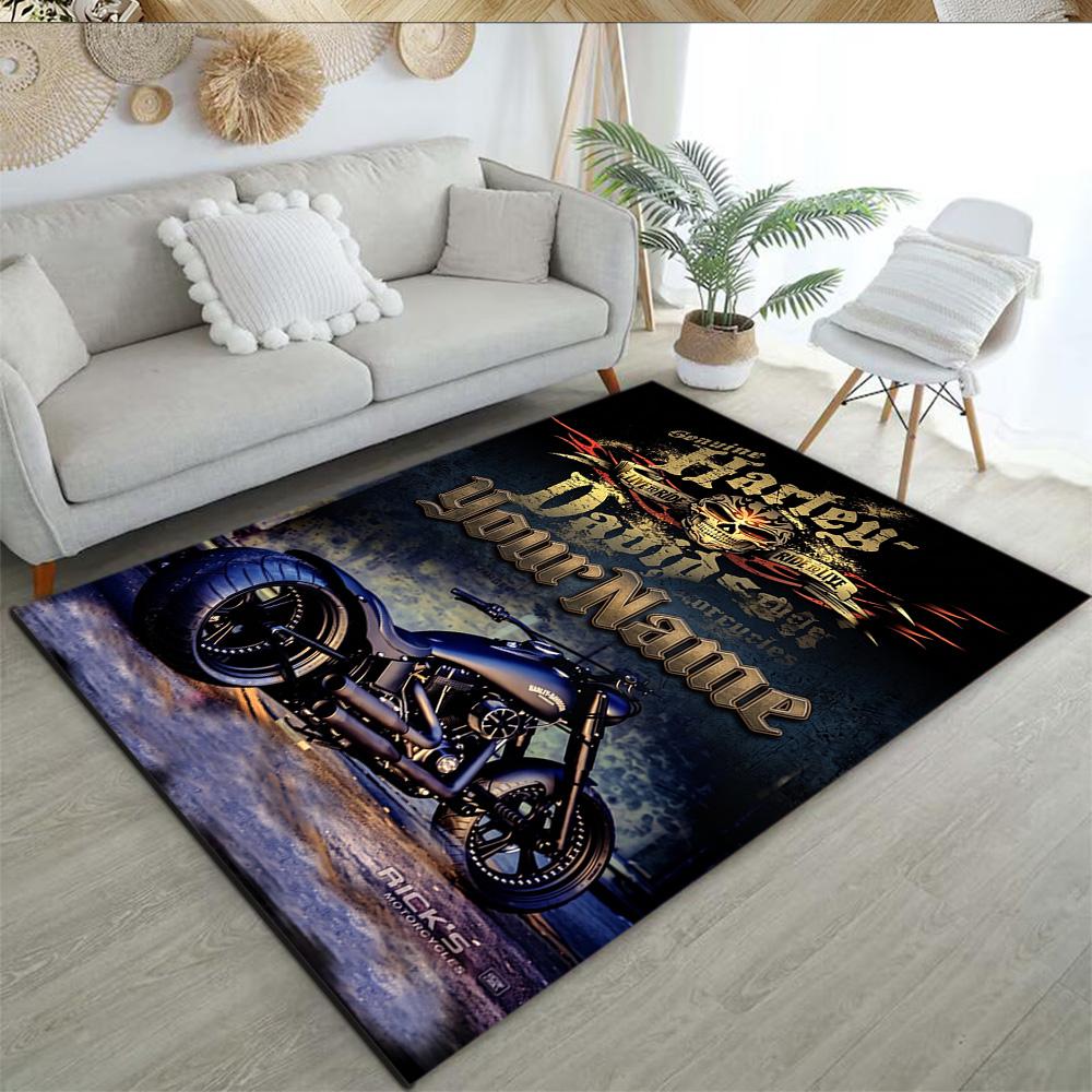 Harley-davidson Motorcycles Customize Text Carpet Design for Bedrooms Dormitory Game Room Decorate Room Antislip Carpet Office Home Decor