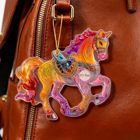 Yousheng Horse Theme Acrylic Ornament 2D Flat Print Hanging Pendant for Horse Lovers Christmas Tree Decor And Equestrian Gift