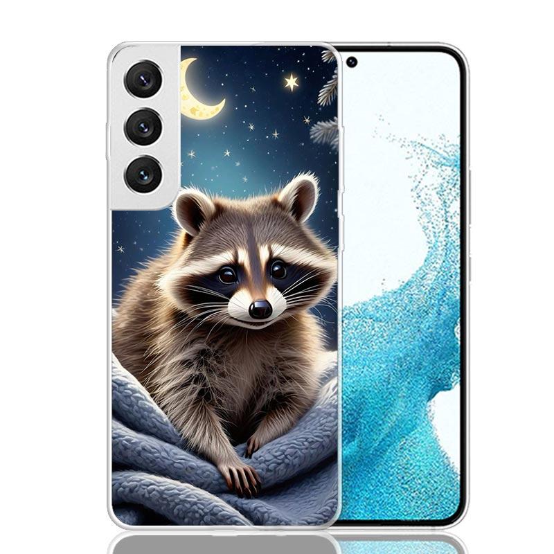 Waschbär Niedliches Tier Handyhülle Für Samsung Galaxy S26 Ultra S23 S24 S25 Edge S20 FE S21 S22 Plus Weiche Druck Hülle Abdeckung Fundas G