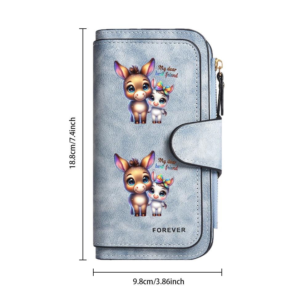 Cute Donkey Print Women's Long Wallet Forever Fashion Multi Card Holder Casual Purse for Daily Use