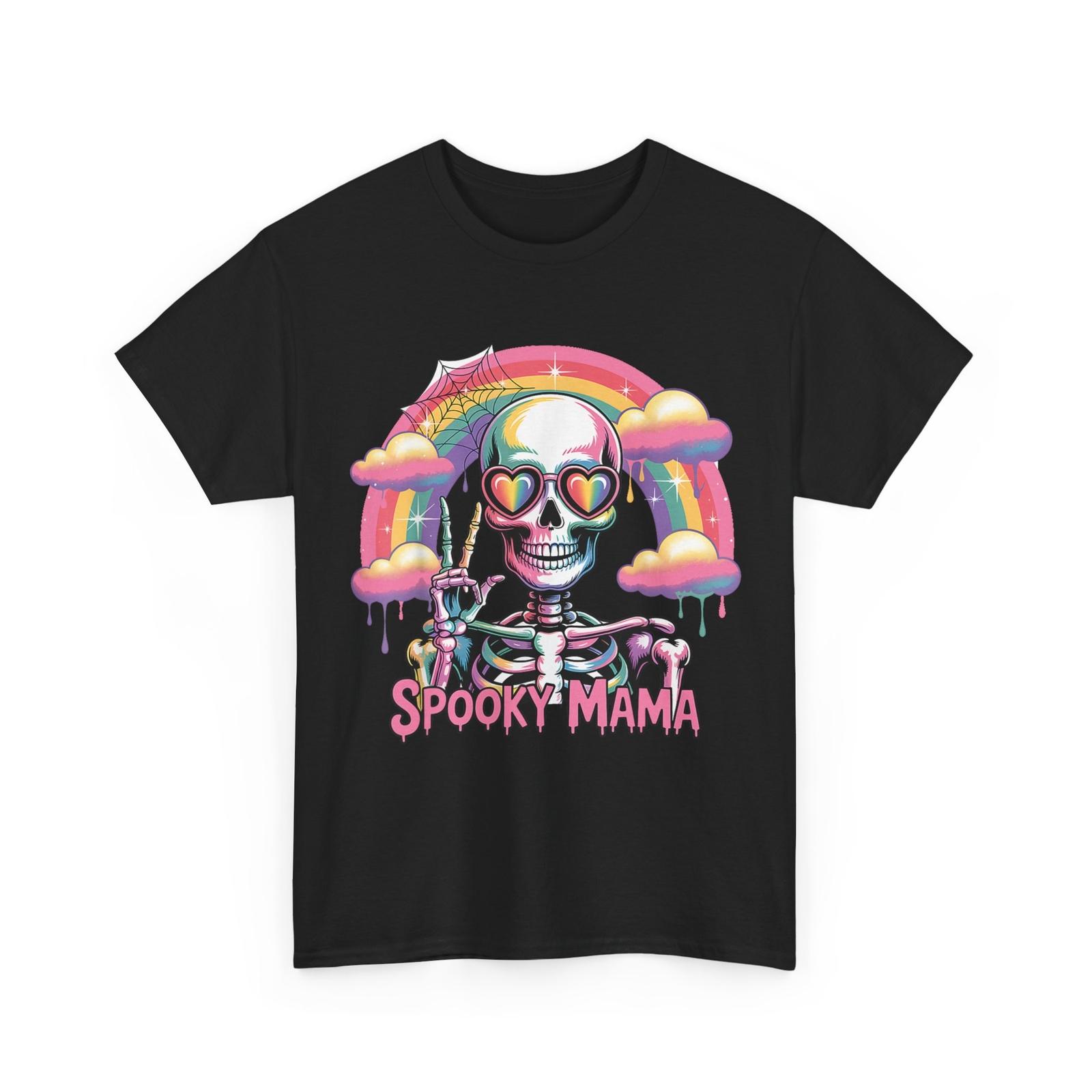 HOT Spooky Mama Rainbow Skeleton Peace Sign Shirt S разноцветный