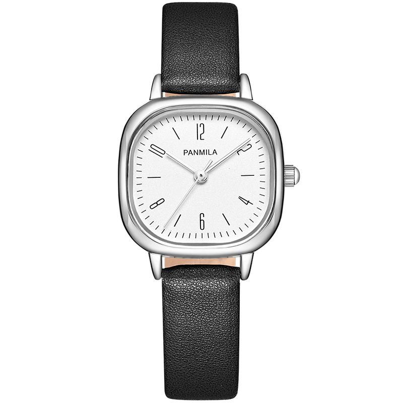 Minimalist Square Womens Quartz Watch With PU Leather Strap Fashionable Elegant Small Dial 25mm Stainless Steel Buckle