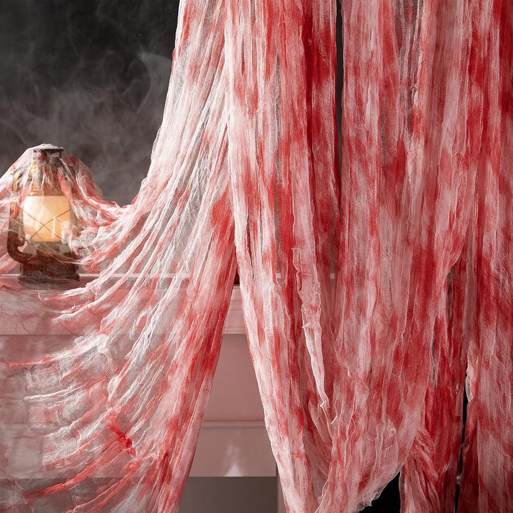 Halloween Scene Setting Cloth Vintage Horror Theme Gauze Tattered Fabric Reusable Cobweb DIY Scary Atmosphere Ghost Haunt/Bar/Party Decoration