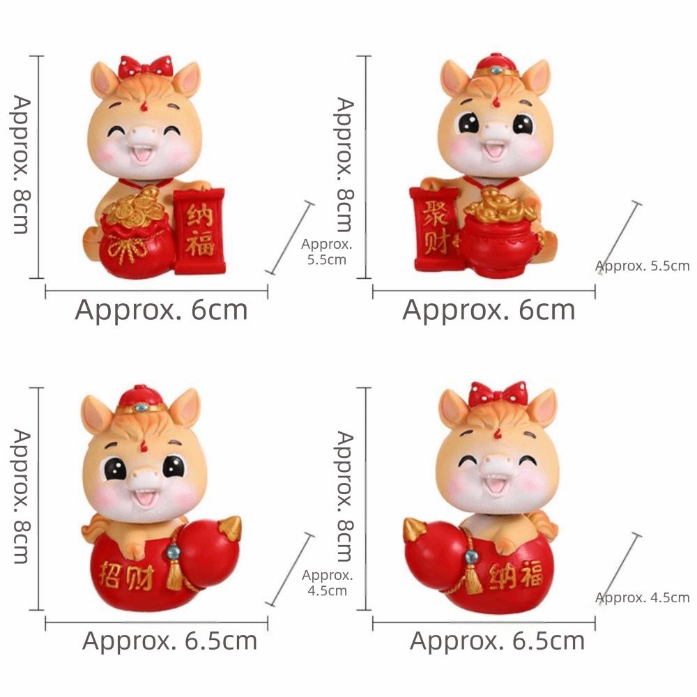 Resin Head-shaking Horse Figurine Cartoon Horse Wealth Lucky Charm Creative Desktop Ornament  Gift